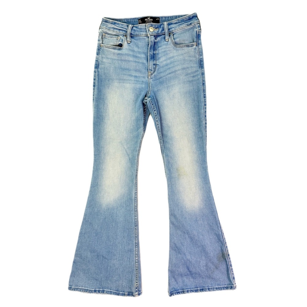 Hollister High Rise Flare Jeans Light Wash Soft Stretch Denim 4S W27S Blue